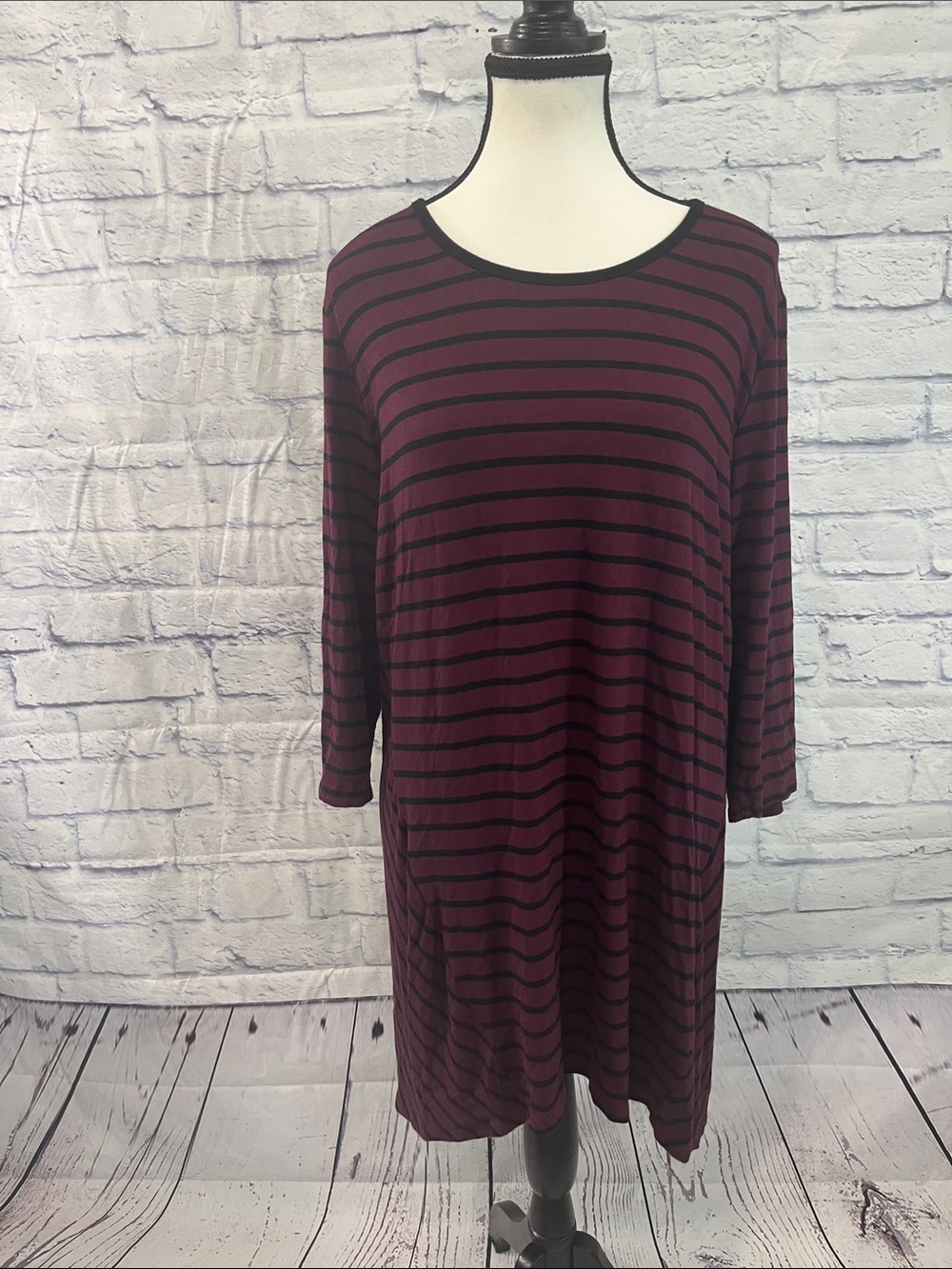 Soma Striped Tunic Tee High/Low Back Split Size Large